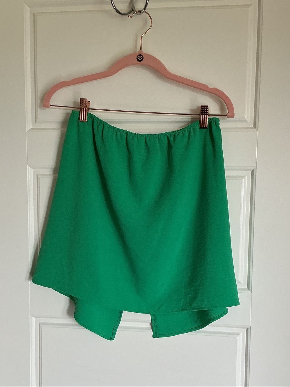 Women's Green High-Low Strapless Top